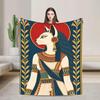 Bastet Cat Goddess Flannel Throw, Ancient Egyptian Art, Soft Cozy Blanket