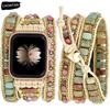 Pulseira Bohemia para Apple Watch Ultra Banda 49mm 44mm 45mm 41mm 42mm 38 Pulseira de Contas Naturais Feita à Mão iWatch Série 8 7 6 Se 5 3