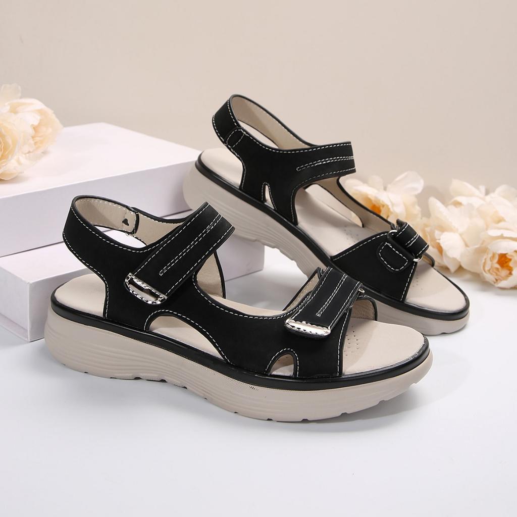 2025 summer new foreign trade large size women's platform beach sandals Velcro buckle polyurethane sole