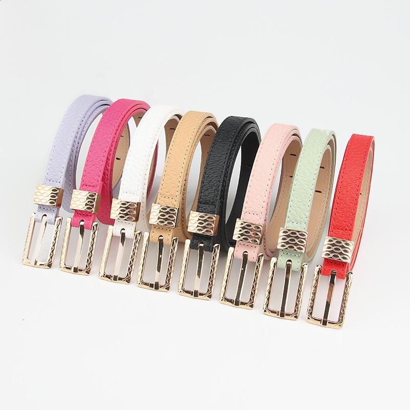 Women's Retro Fashion Thin Leather Belt with Pin Buckle and Pattern Decoration - Versatile Summer Accessory