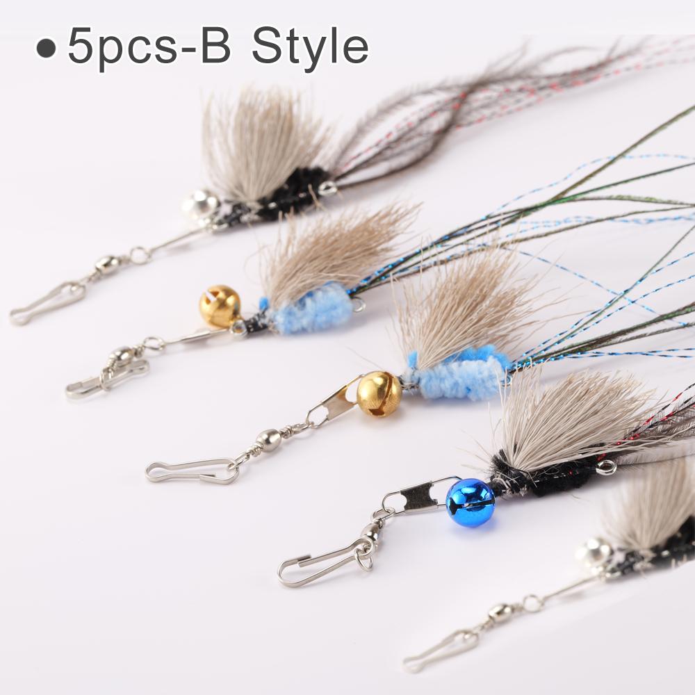5pcs Mix Tassel Cat Teaser Stick Change Heads Cat Toys Interactive Pet Toy Supplies