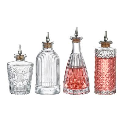 Bottiglia di Bitter per Cocktail - Design in Vetro Vintage con Tappo di Sughero e Dosatore in Acciaio Inossidabile - Strumento Accessorio Professionale per Set da Bar