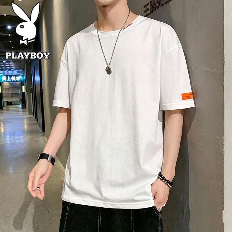 PLAYBOY Men s Summer Crew Neck Short Sleeve T-Shirt 3XL белый