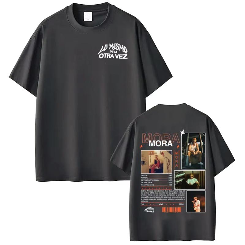 Rapper Mora Lo Mismo De La Otra Vez T Shirts Mens Clothing Hip Hop Fashion Short Sleeve T-Shirts Casual Cotton Oversized T-shirt