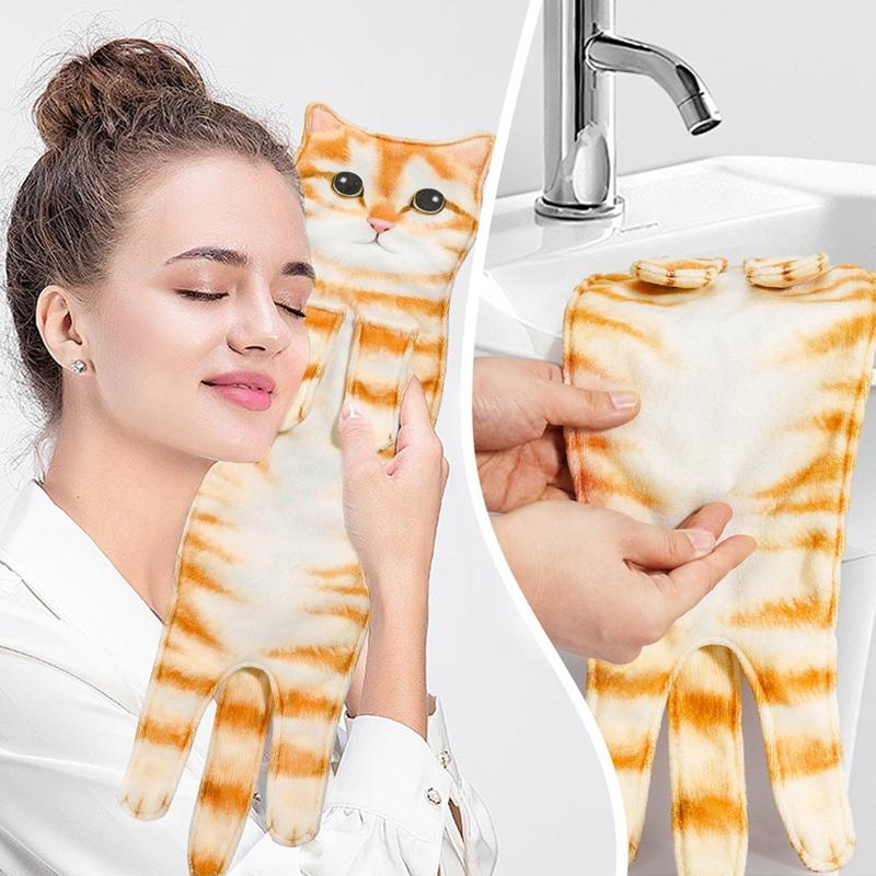 ABHS-Funny Cat Hand Towels, Kitchen And Bathroom Hand Towels, Quick-Drying Soft Absorbent Microfiber Towels