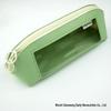 Morandi Color Double-Sided Leather Pencil Case with Transparent Window - Cross-Border 2024 Edition