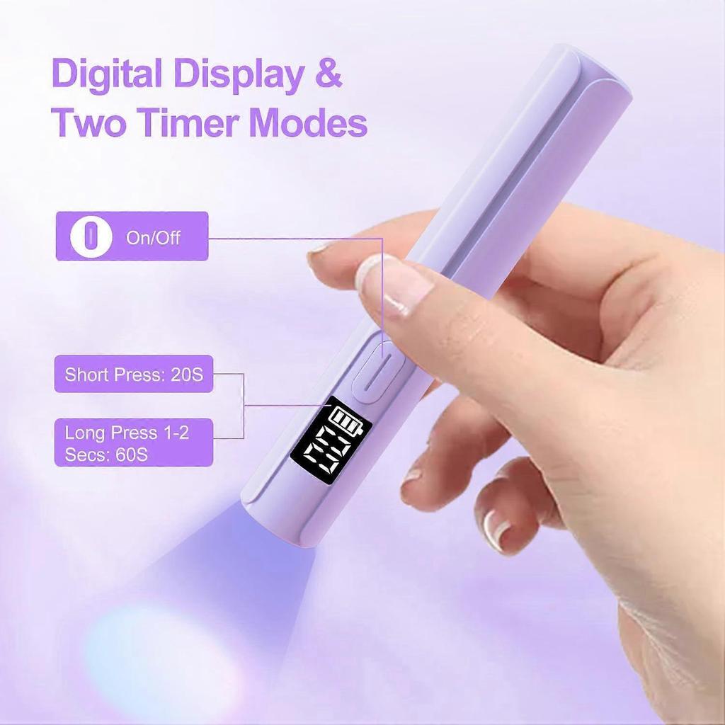 Mini UV Light for Gel Nails,  Handheld UV Light for Nails, Portable Rechargeable Nail Dryer with 2 Timers for Fast Curing, USB Cordless LED U V Nail