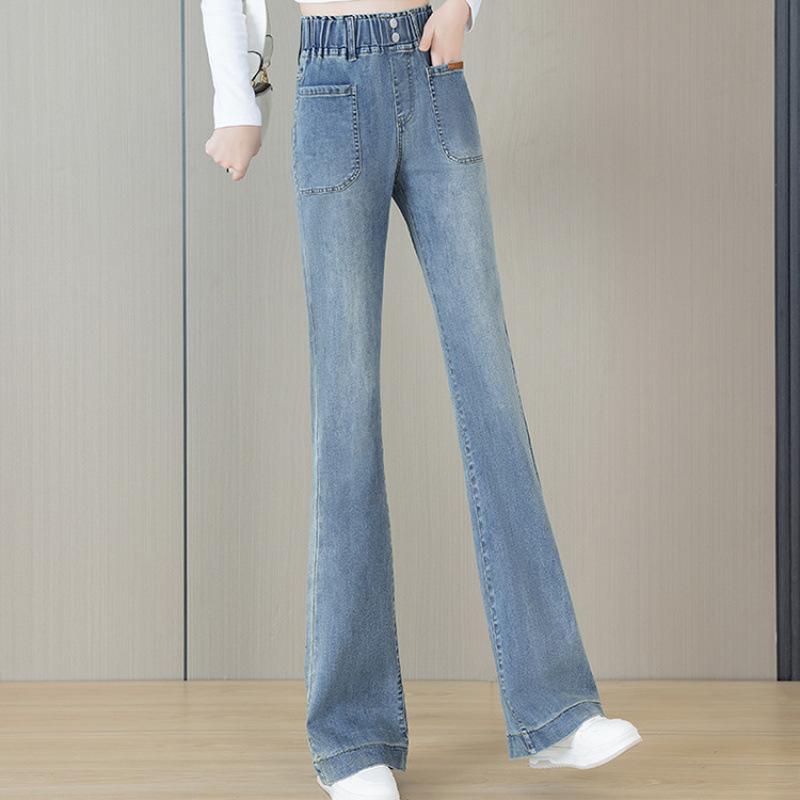 Elastic Waisted Jeans for Women Spring and Autumn New High Waisted Elastic Slim Fit Jeans