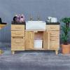 1/12 Scale Dollhouses Bathroom Sink Cabinet Miniature Wood Vanity Furniture for Creative Role Playing and Scene Display