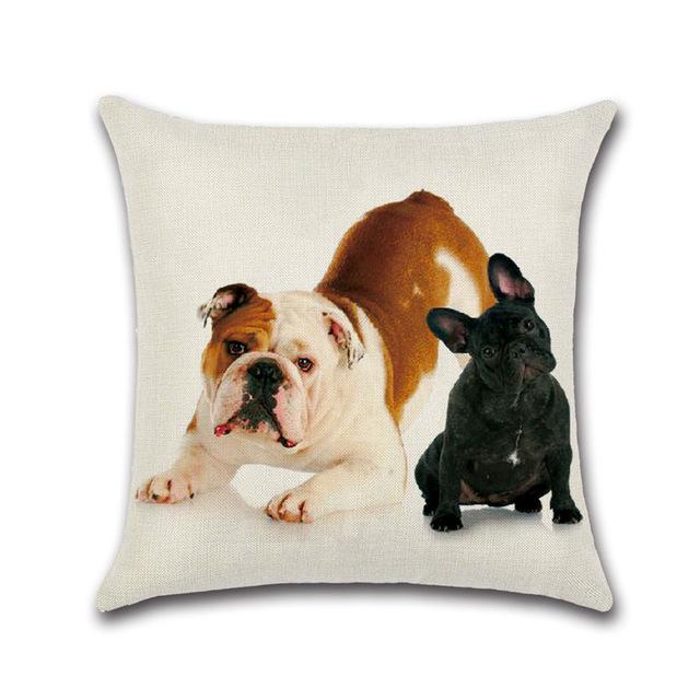 Cartoon Printed Pillow Case Cotton Linen Franch Bulldog Pillowcase Decorative Pillowcases Cover For Car Home