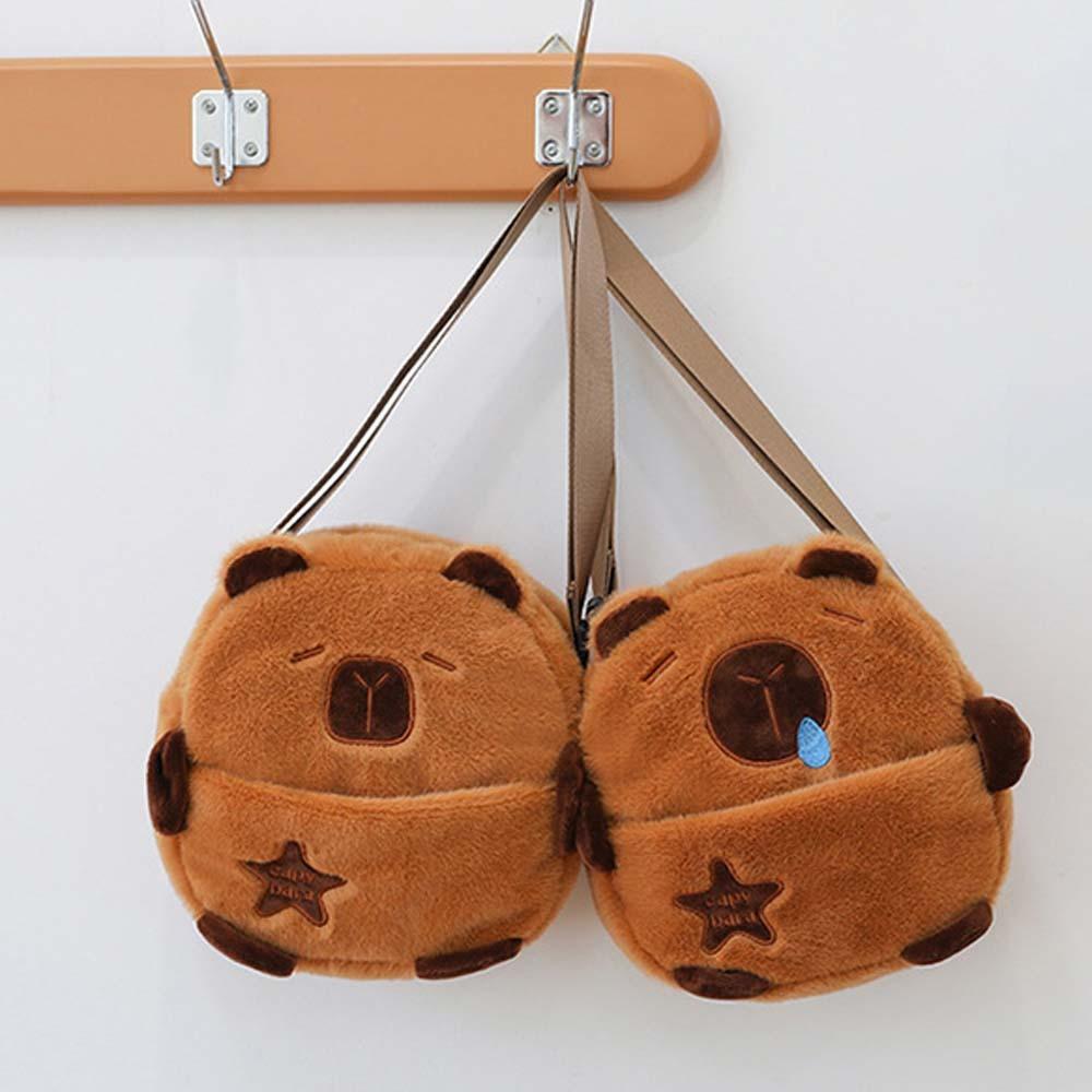Embroidered Capybara Crossbody Bag Soft Cartoon Shoulder Bag Gift Plush Animal Pouch  Girls