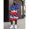 New Men's Trendy Teddy Bear Print Micro Elastic Comfortable Breathable Round Neck T-shirt Shorts Set Summer Outdoor Streetwear