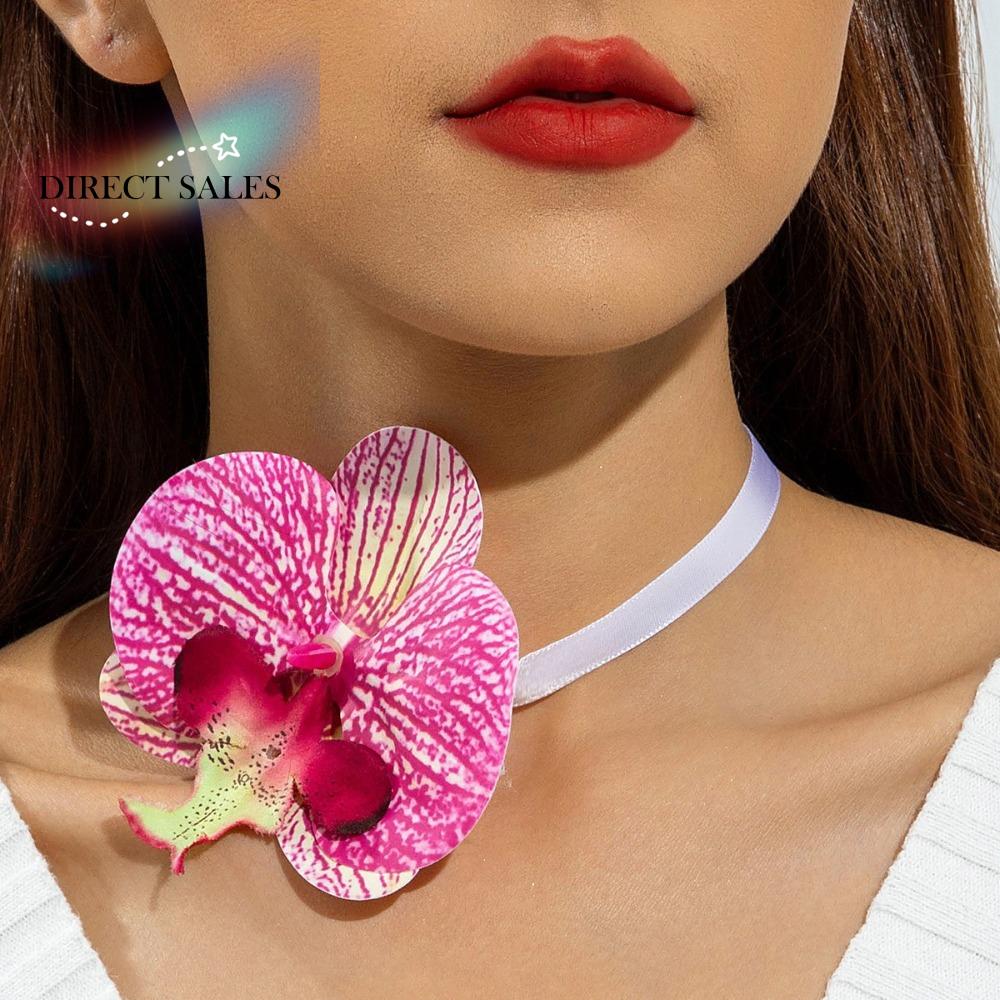 Wedding Charm Flower Necklace Colorful High-end Phalaenopsis Collarbone Chain Bohemian Minimalist Beach Jewelry for Gifts