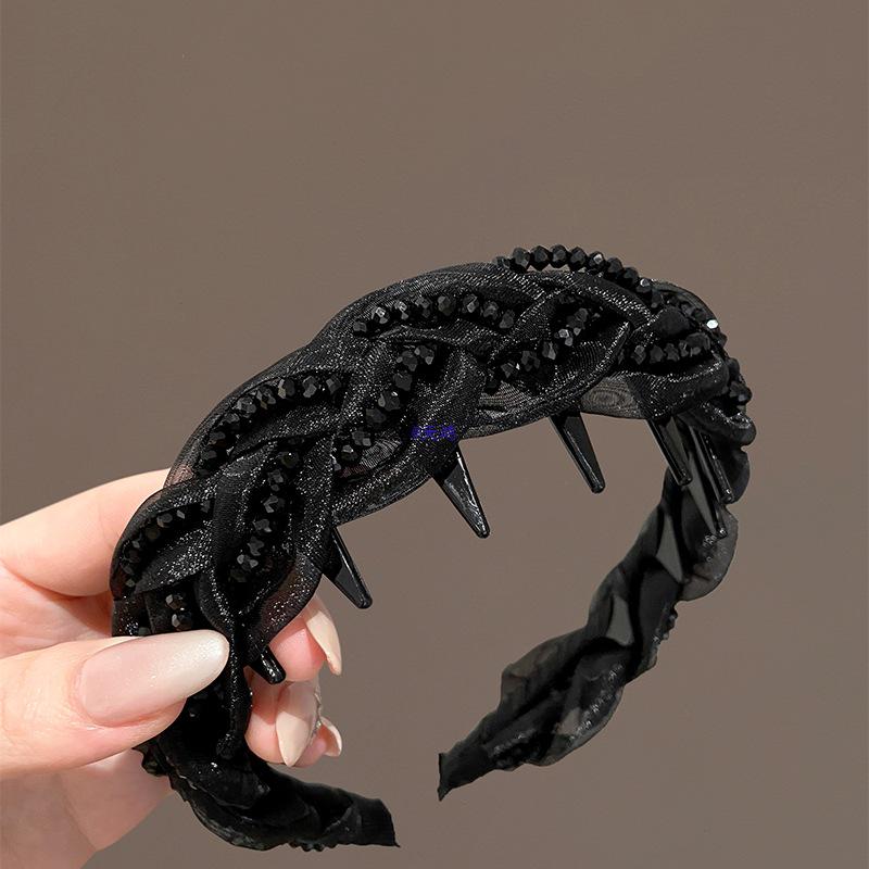 Women's Luxury Mesh Braid Headband, 2025 Fashion Style, High Crown, Daily & Outer Wear.