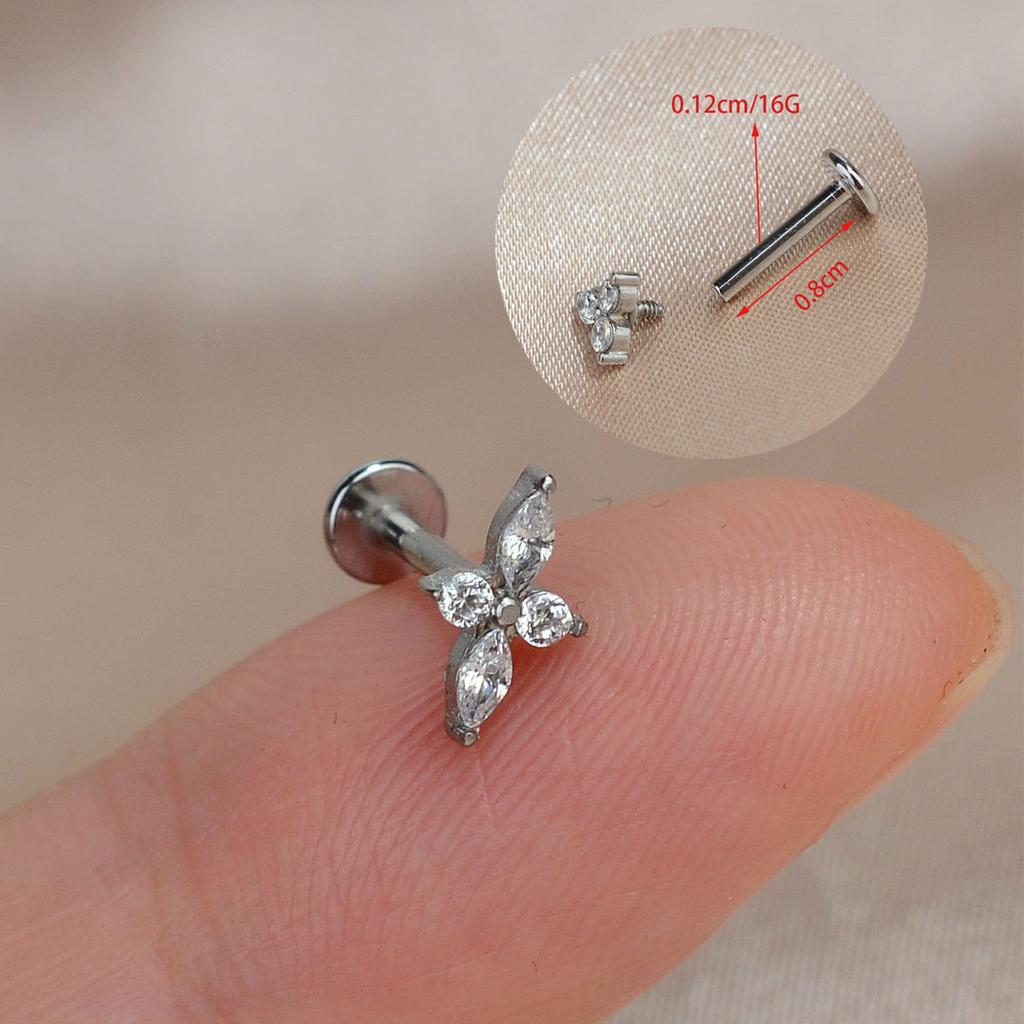 1PC Titanium Stainless Steel Earrings Tiny Butterfly Leaf Flat Rook Lobe Cartilage Snug Helix Couch Tragus Labre Piercing 16G
