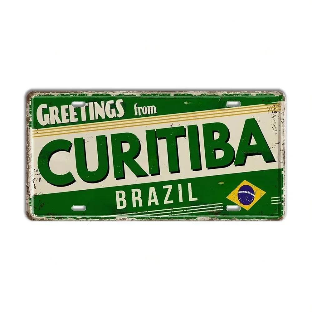 Vintage BRAZIL Landmark License Plate Rio De Janeiro Metal Sign City State Decorative Car Plate Bar Pub Garage Club Wall Decor