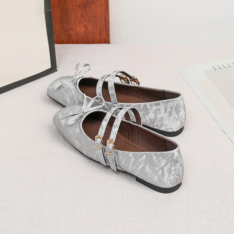 Women's Square Toe Mary Jane Flats Casual Ballet Shoes Walking Shoes with Adjustable Strap Slip On Comfortable Work Flats Soft Dressy Shoes for Women