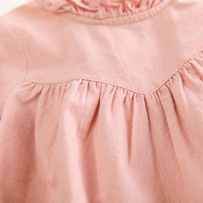 YUBAOBEI Jaro Podzim v korejském stylu Dívčí šaty s dlouhým rukávem Bavlna a len Volné princeznovské šaty