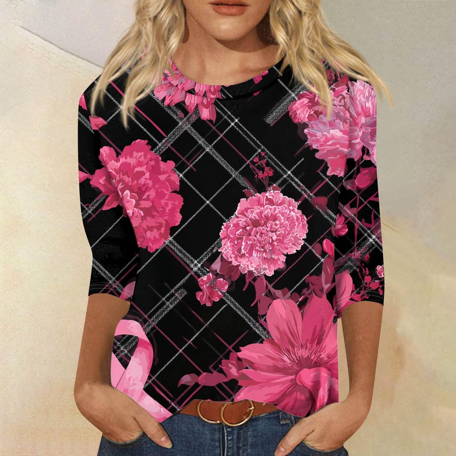 

Женская модная повседневная блузка с рукавами 7/8, принтом, свободного кроя, с круглым вырезом L чёрный