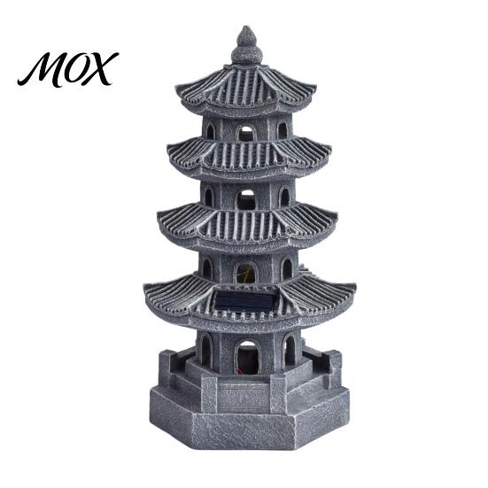 Escultura Decorativa de Arte para Césped, Pagoda Solar, Estatua de Jardín, Adorno Exterior de Resina de 3/4 Capas, Figura LED para Patio Trasero, Adorno Alimentado por Energía para Paisaje