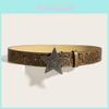 Womens Star Pattern Faux Leather Belt With Alloy Snap Buckle For Casual Wear