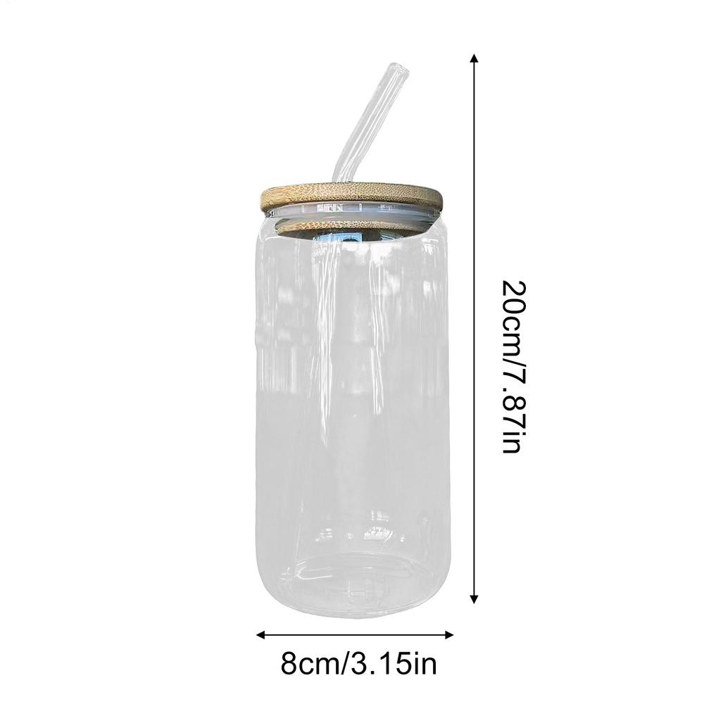 Iced Coffee Cup Glass 16oz Clear Leakproof Reusable Drinkware Glass Straw Cup Iced Coffee Tumbler For Beer Latte Whiskey Juice AS SHOW