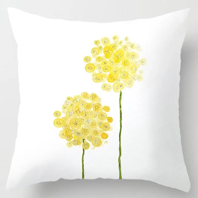 Modern Simple Yellow Flower Pillowcase Home Sofa Cushion Lumbar Pillow