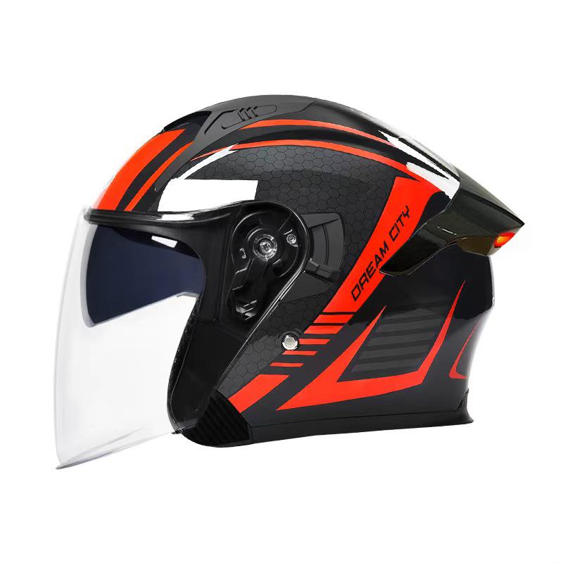 Unisex Smart LED Motorcycle Helmet with Long Battery Life, Suitable for All Seasons - Three-Quarter Design
