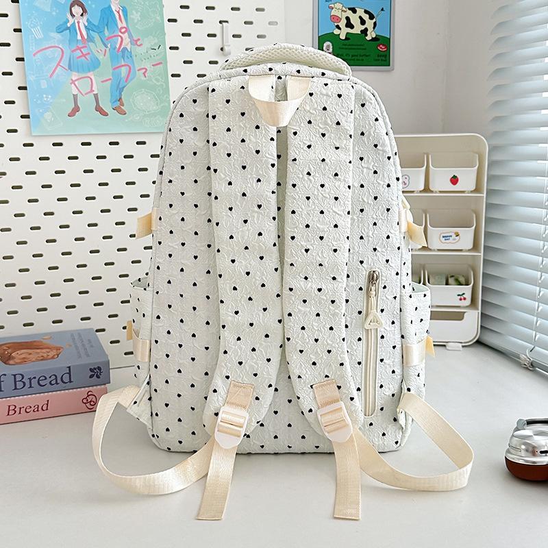 Schoolbag new high-value fresh and sweet polka dot college style make-up bag junior high school students lightweight large-capacity backpack