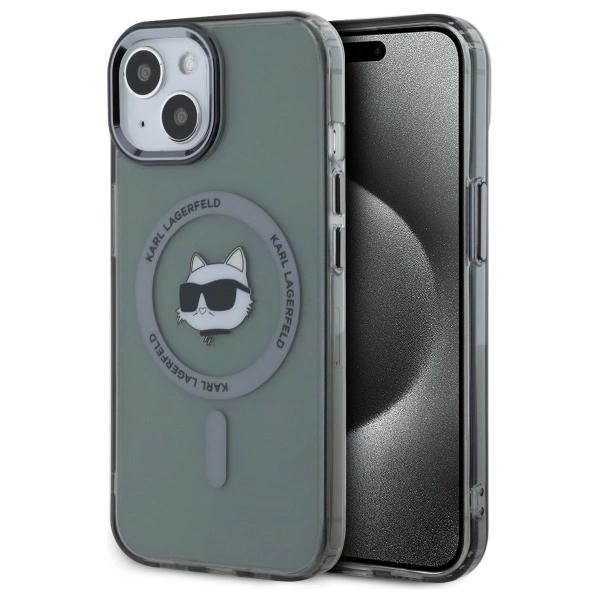 Karl Lagerfeld Klhmp15Shlschk Iphone 15  6.1 Czarny/Black Hardcase Iml Metal Choupette Head Magsafe