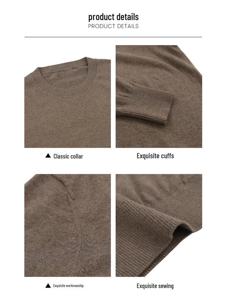 Herren Old Money Stil Wollpullover mit Rundhalsausschnitt - Herbst/Winter Strickpullover
