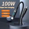 Braided USB C Charging Cable for Phone Tablet 1 Meter 100W 5A Fast Charge Real Time Power Monitor Type C To C Cord