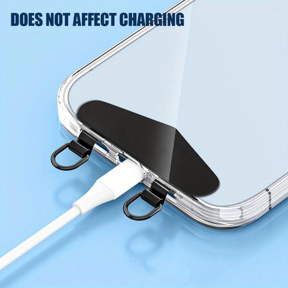 Mobile Phone Lanyard Fixed Thin Back Patch Stainless Steel Clip Double Ear Metal Gasket Anti-loss Phone Hanging Rope Connection Piece