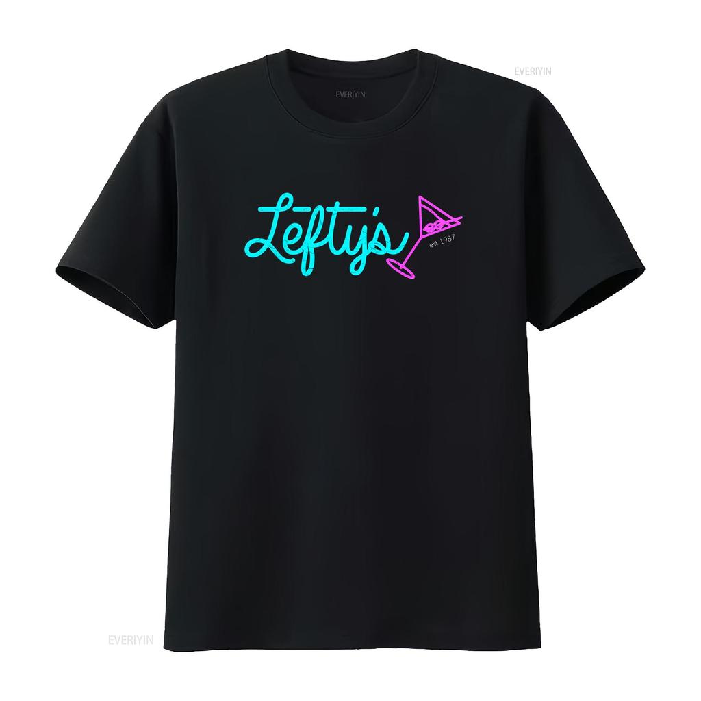 Leftys Bar T Shirt Logo Leisure Symbol Suit Sign Game Larry Games Gaming 1987 Est vintage Washed Soft streetwear Slightly