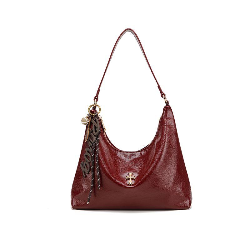 

Red Bag Women Large Capacity Tote Bag Elegant Bride Wedding Underarm Bag Gift High-Grade Feeling Tong Qin Messenger Bag Section B wine red