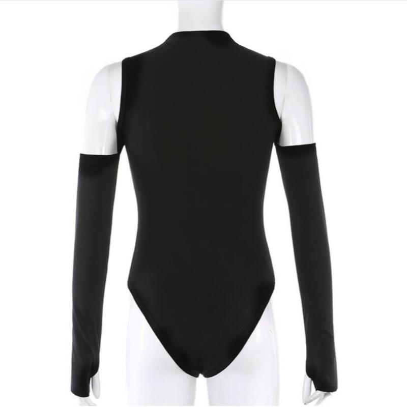 Fashion Sexy Hollow Out Shoulder Slim Fit Jumpsuits Women Long Sleeve Base One-piece Rompers for Women Street Casual Solid Lady Bodysuit Outfits 25770