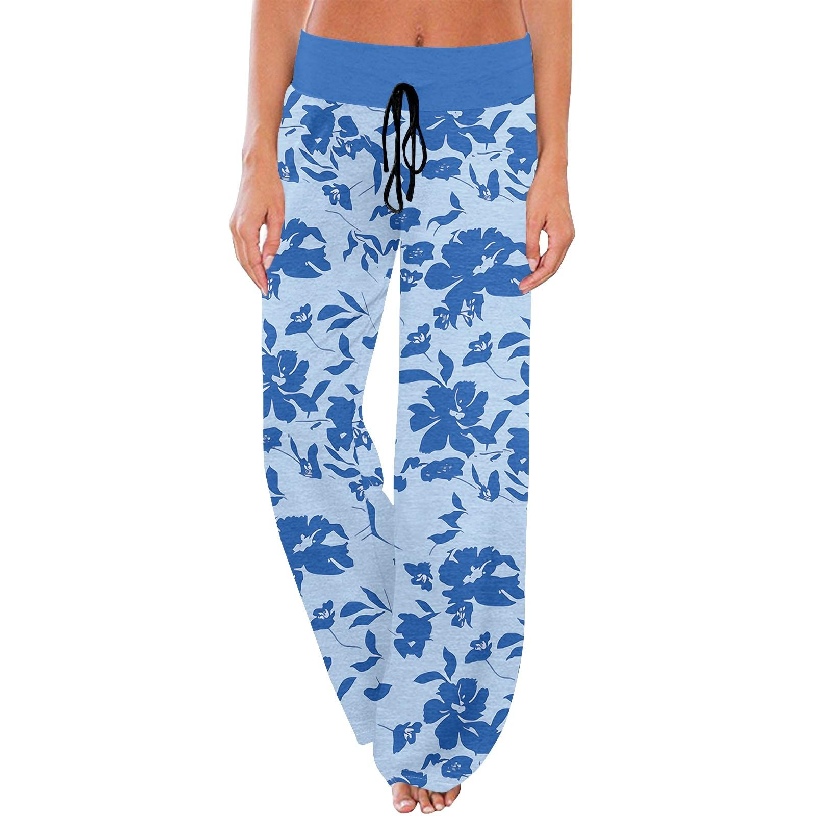 

Женские повседневные модные комфортные пижамные брюки с широкими штанинами на шнуровке и принтом S