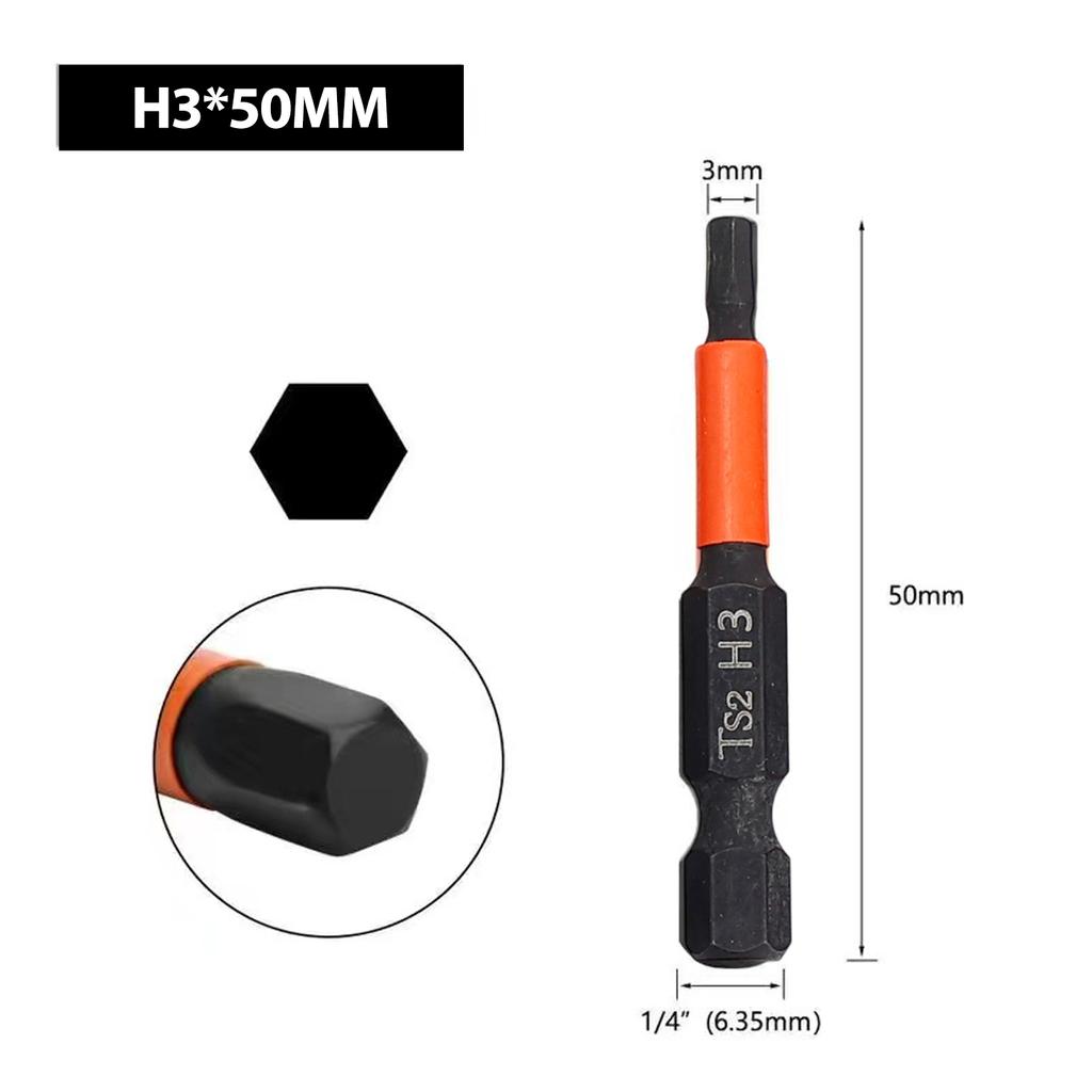 50mm Screwdriver Bit Hex Head Wrench Drill Bit Set Impact Driver Magnetic Screwdriver Drill Bits H1.5 H2.0 H2.5 H3 H4 H5 H6