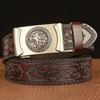 Fashion Male Belt Genuine Leather Belt for Men Carving Pattern Automatic Buckle Belt Strap for Jeans