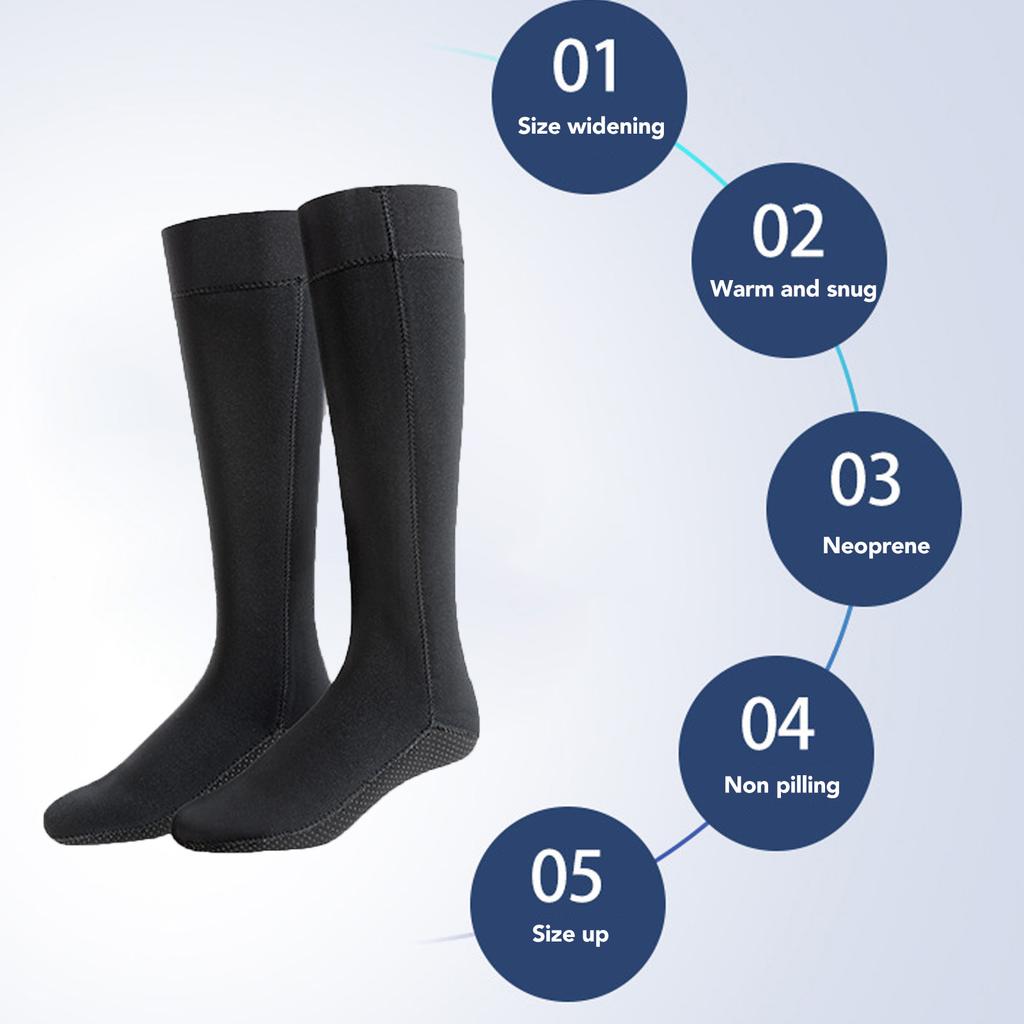 3mm Thermal Diving Socks Neoprene Quick Drying Long Dive Water Socks for Men Women Water Sports Swimming L