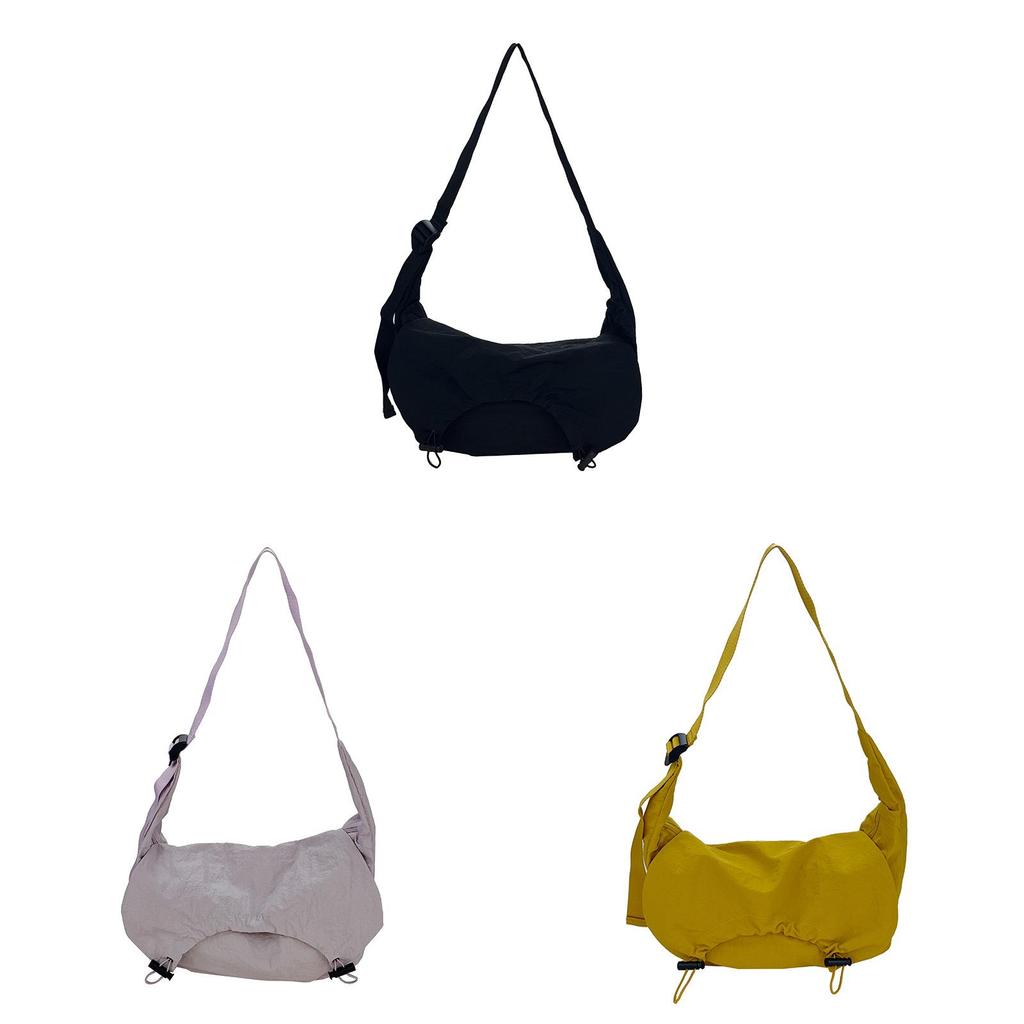 Canvas Casual Nylon Shoulder Bag With Drawstring Closure For Travel And Outdoor Use