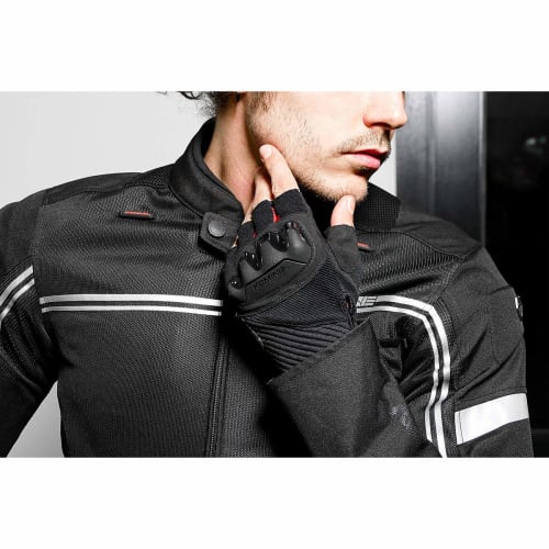 Komine Motorcycle Protective Mesh Half Finger Gloves Black L GK-242 12976 Protector Mesh Material for Spring, Summer, and Autumn