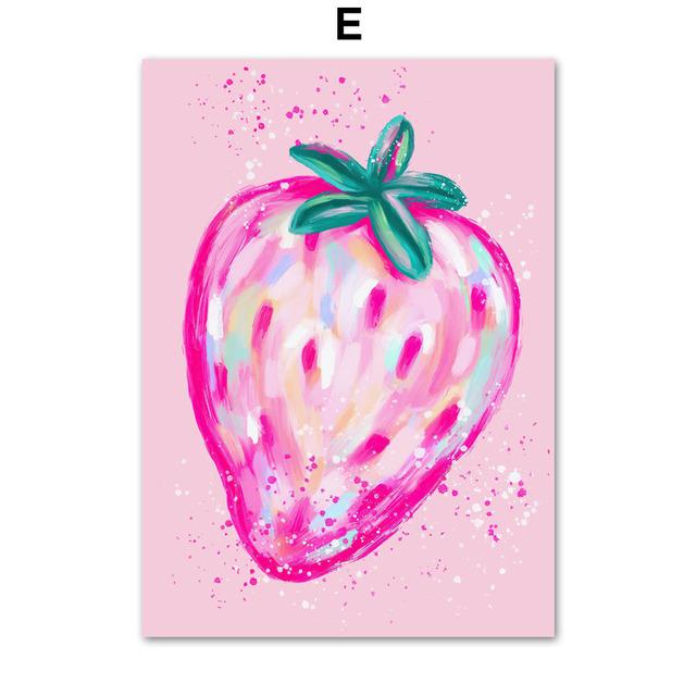 Wild Leopard Lion Strawberry Cherry Orange Vase Pastels Wall Art Canvas Painting And Prints Wall Pictures For Living Room Decor No Frame