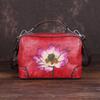 Vintage Leather Female Baotou Layer Cowhide Printed Handbag Texture Handmade Lotus Pillow Bag