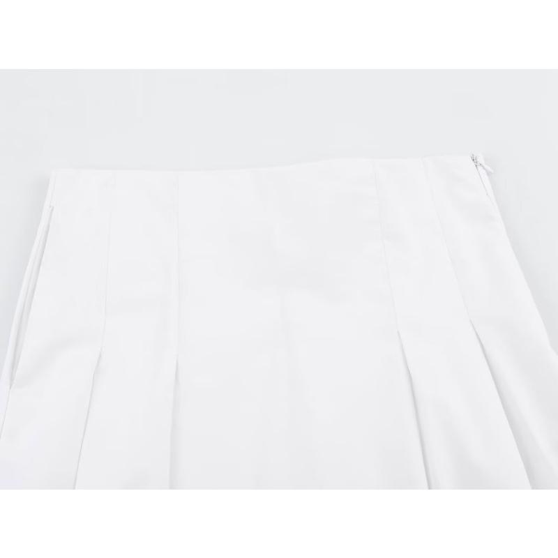 Autumn Women's Versatile Solid Color Mid-Waist Pleated A-Line Midi Skirt