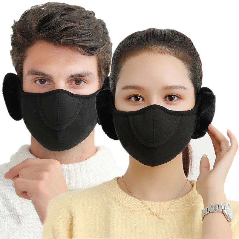 Winter Warm Mask Outdoor Windproof Skiing Cycling Face Mask Ear Protection Scarf Nose Open Breathable Face Cover Neck Warmer