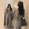 Women's Contrast Collar Striped Long-Sleeve T-Shirt - Autumn 2024 Slim Fit Design