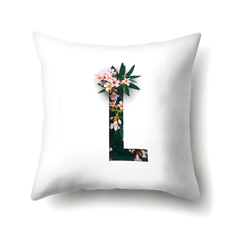 Polyester Pillowcase Flower Decoration Home 26 English Letter Printing Pillowcase Car Cushion Cover