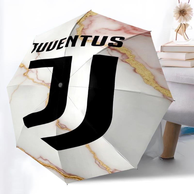 1pz Robusto Ombrello Automatico a 8 Stecche, Ombrello del Juventus Football Club, Stampato Digitalmente, Ombrello Pieghevole per Uso Esterno in Movimento