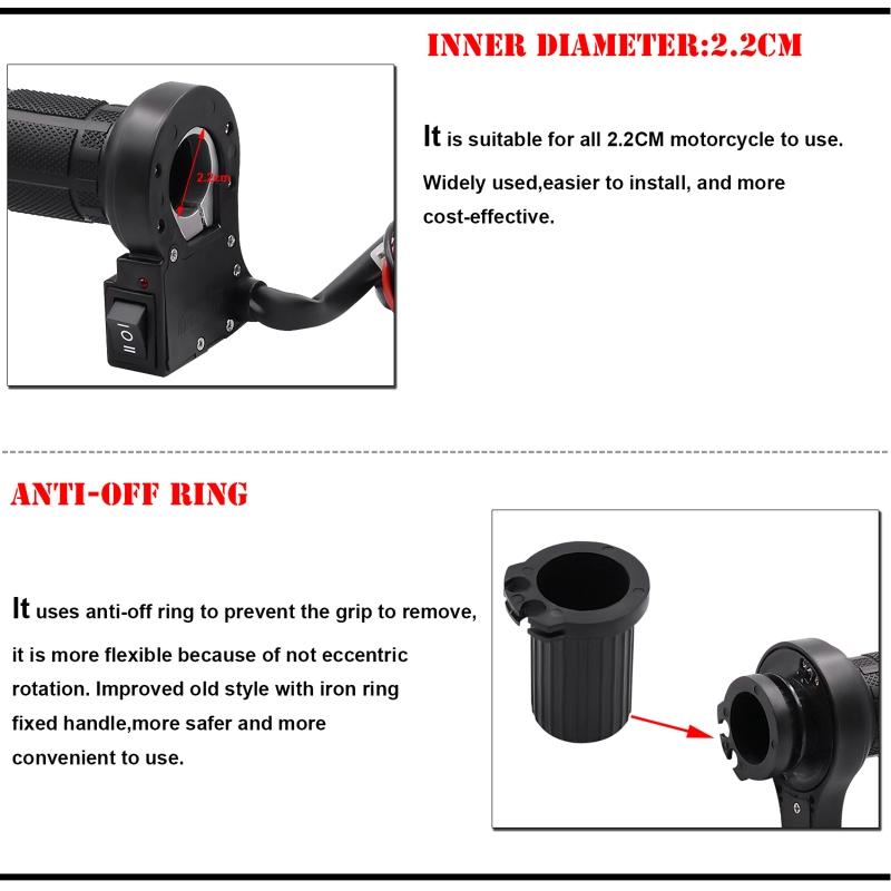 Heated Hand Grips Electric Hot Warm Handlebar Motorcycle ATV Temperature Adjust